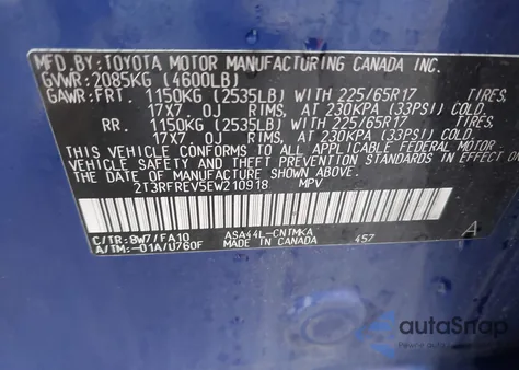 2014 Toyota Rav4 Xle z USA, uszkodzony, nr VIN 2T3RFREV5EW210918